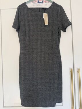 Banana Republic Black and Gray Plaid Mini Sheath Dress